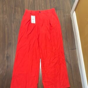 Zara Red Wide-Leg Trousers